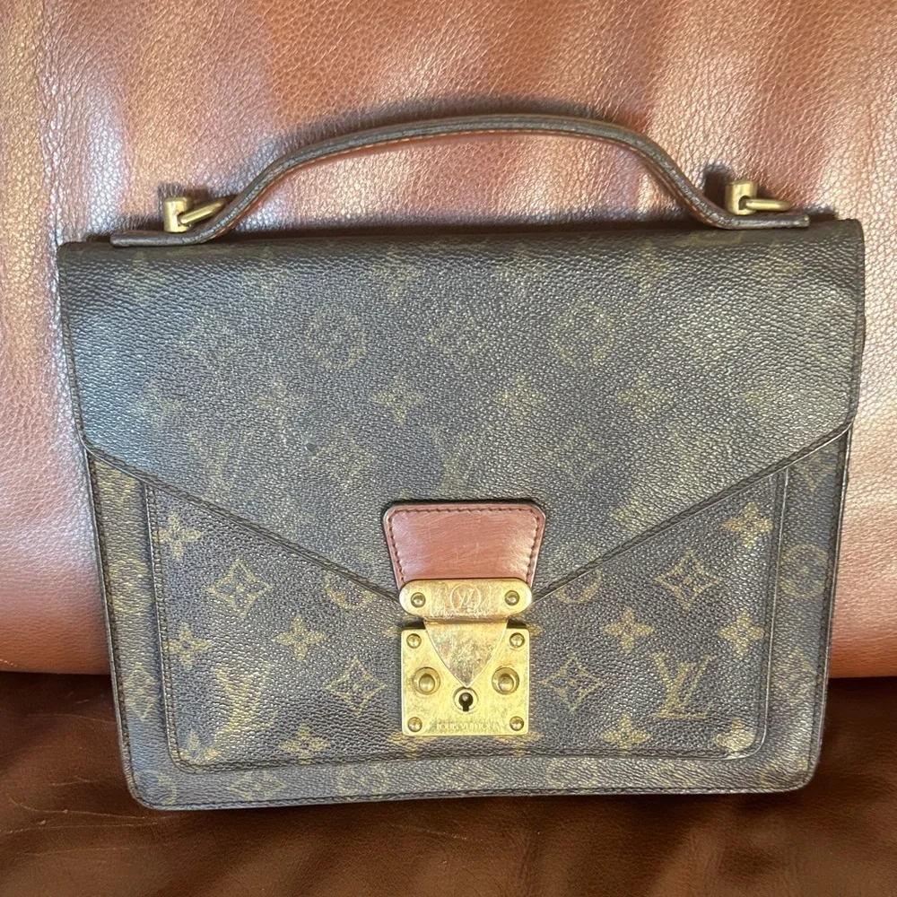 Louis Vuitton Black and Brown Monogram Satchel - Picture 3 of 13